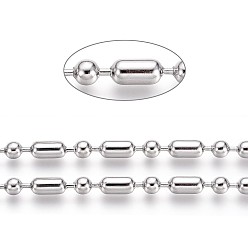 Нержавеющая Сталь Цвет Не тускнеют 304 шариковые цепи из нержавеющей стали, цвет нержавеющей стали, колонка: 8x4 мм, Шар: 4 mm