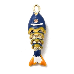 Темно-Синий Стойки обшивки латунные подвески, с кубического циркония и эмали, рыбы прелести, долговечный, без свинца и без кадмия, темно-синий, 31.5x9x6 мм, отверстие : 3.5x2 мм