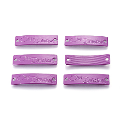 Purple Personalized Connector for Bracelet Making, Spray Painted Alloy Links, Cadmium Free & Lead Free, Rectangle with Word One Direction, Purple, 39x11x2mm, Hole: 3mm