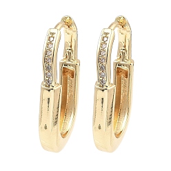 Light Gold Серьги-кольца из латуни с цирконием, овальные, золотой свет, 21.5x3x14.5 мм