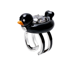 Черный Сплав, окрашенный распылением, с манжетными кольцами из кубического циркония, утка, платина, чёрные, внутренний диаметр: регулируемый