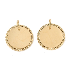 Настоящее золото 14K 304 подвески из нержавеющей стали, с целью перехода в кольце, плоский круглый шарм, реальный 14 k позолоченный, 16x1.4 мм, отверстие : 3.8 мм