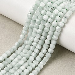 Natural Glass Natural Glass Beads Strands, Faceted, Cube, 4x4x4mm, Hole: 0.7mm, about 95pcs/strand, 15.55''(39.5cm)