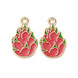 Питайи Подвески из сплава фруктов и эмали, золотой свет, питайи, 20x12.5x1 мм, отверстие : 1.6 мм