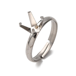 Нержавеющая Сталь Цвет 304 компоненты манжетного кольца из нержавеющей стали, 4 настройки кольца зубца когтя, лоток : 6x6 мм, 3 мм, внутренний диаметр: 17 мм, 4 зубец когтя:7.5x7.5мм