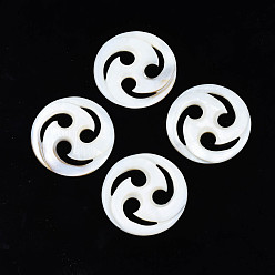 Coquillage De Mer Coquille eau douce naturelle cabochons, plat rond, couleur de coquillage, 43~45x3~4mm