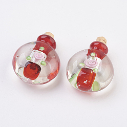 Красный Подвески для бутылочек для духи ручной работы из серебристой фольги, бутылка эфирного масла, красные, 34.5~35.5 мм, отверстие: 4.5 мм, емкость бутылки: 0.5~1 мл (0.017~0.03 жидких унций)