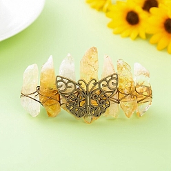 Citrine Natural Indian Agate Hair Barrettes, Butterfly, 20x80mm