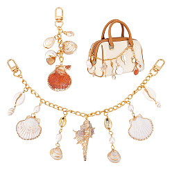 Золотой Подвески из натуральной ракушки, алюминиевые цепочки для сумок, декоративные цепочки и подвески, с поворотными застежками сплава, золотые, 131~320 мм