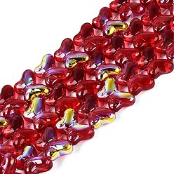 FireBrick Baking Paint Electroplate Transparent Glass Beads Strands, Butterfly, AB Color Plated, FireBrick, 10x14.5x5.5mm, Hole: 0.8~1mm, about 56~61pcs/strand, 16.73~18.31 inch(42.5~46.5cm)