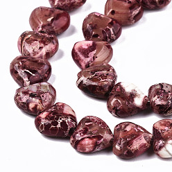 Pale Violet Red Natural Imperial Jasper Beads Strands, Heart, Dyed, Pale Violet Red, 9~10x10x5mm, Hole: 1.2mm, about 44~45pcs/strand, 15.55~15.94 inch(39.5~40.5cm)