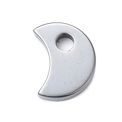 Hematite Plated Synthetic Non-magnetic Hematite Pendants, Moon Charms, Large Hole Pendants, Hematite Plated, 22x17x4mm, Hole: 4.8mm