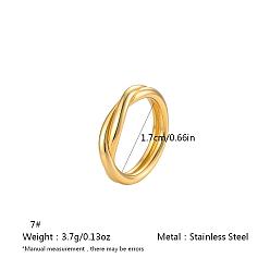 Real 18K Gold Plated Irregular 304 Stainless Steel Finger Rings for Women, Real 18K Gold Plated, US Size 7(17.3mm)