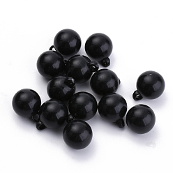 Black Opaque Acrylic Pendants, Round, Black, 13x10mm, Hole: 2.5mm, about 863pcs/500g