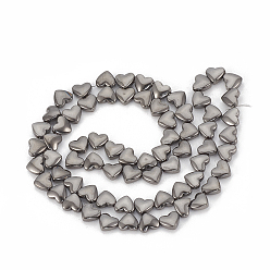 Gunmetal Plated Electroplate Non-magnetic Synthetic Hematite Beads Strands, Heart, Gunmetal Plated, 6x5.5x3mm, Hole: 1mm, about 70pcs/strand, 15.7 inch
