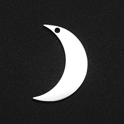 Нержавеющая Сталь Цвет Не тускнеющие 201 подвески из нержавеющей стали, лазерная резка, полумесяц, цвет нержавеющей стали, 20x12x1 мм, отверстие : 1.2 мм