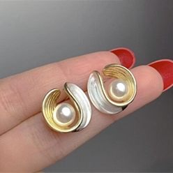 Круглые Женские серьги с искусственным жемчугом, с 925 стерлинговым серебром, круглые, 24x10 мм