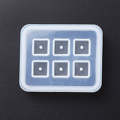 White DIY Silicone Pendant Molds, Resin Casting Molds, For UV Resin, Epoxy Resin Jewelry Making, Cube, White, 72x60x3mm, Hole: 2mm, Cube: 12mm