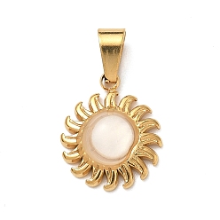 Золотой 304 нержавеющей стальной эмали подвески, солнечные чары, золотые, 14.5x12x3.5 мм, отверстие : 2.5x5 мм