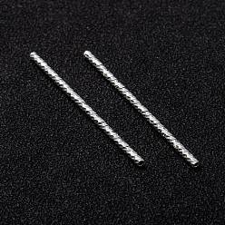 Посеребрённый Бусины из гофрированной латуни, долговечный, 925 серебро покрытием, 35x1.5 мм, отверстие : 0.7 мм