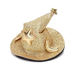 Золотистый Хэллоуин аксессуары для волос из искусственной кожи, с железными аллигаторными заколками для волос, шляпа со звездой, золотые, 72x37 мм