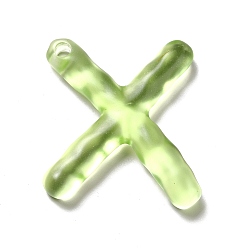 Letter X Transparente Harz-Alphabet-Anhänger, Brief Reize, letter.x, 41~45x33~52.5x8 mm, Bohrung: 3.5 mm