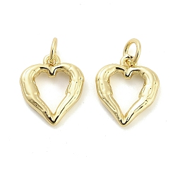 Настоящее золото 18K Латунные подвески, сердце прелести, долговечный, стойки покрытие, без свинца и без кадмия, ионное покрытие (ip), с целью перехода в кольце, реальный 18 k позолоченный, 14x12x2.5 мм