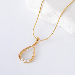 Золотой 3 шт. европейские ожерелья из нержавеющей стали с имитацией жемчуга в форме слезы для женщин, белые, золотые, 15.75 дюйм (40 см)