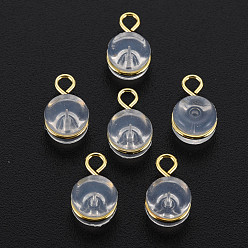 Золотой Силиконовые гайки для ушей, спинки для серьги, с латунной фурнитурой , овальные, без кадмия, без никеля и без свинца, золотые, 11x6x5 мм, Отверстие : 0.7 мм & 1.6 мм