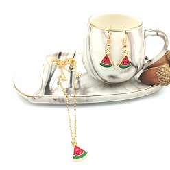 Арбуз Набор из фруктовых сплавов, эмалевых подвесок и серег, арбуз, 450 мм