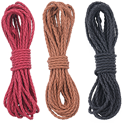 (52) Непрозрачная лаванда 3 пучки 3 цвета круглые плетеные шнуры из искусственной кожи pu, разноцветные, 4 мм, около 5.47 ярдов (5 м) / пачка, 1 комплект / цвет