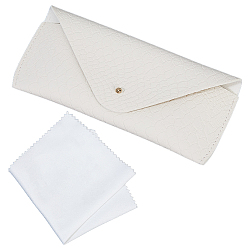 Белый 1прямоугольный футляр для очков из ПВХ-кожи, с 1 салфетками для чистки замши из микрофибры из поликарбоната, белые, 75x175x20.5 мм
