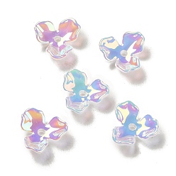 Разноцветный Покрытие непрозрачной акриловой шапочки для бусин, 3-лепестков цветка, красочный, 9.5x9x3 мм, отверстие : 1.2 мм