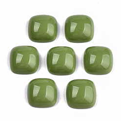 Светло-зеленый Коричневый Непрозрачные кабошоны из смолы, половина квадрата, оливковый, 15x15x7 мм