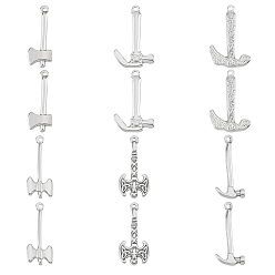 Нержавеющая Сталь Цвет 12 шт 6 стиль 304 подвески из нержавеющей стали, топор и молоток, цвет нержавеющей стали, 4~34x13~21.5x3.5~4.5 мм, отверстие : 1.5~1.8 мм, 2 шт / стиль