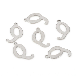 Letter Q Не тускнеющие 201 подвески из нержавеющей стали, лазерная резка, буквы, цвет нержавеющей стали, letter.q: 18x14x1.2 мм, отверстие : 1 мм