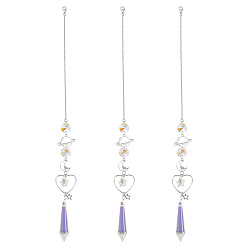 Прозрачный 3шт. сплав планета луна подвесные украшения, Стеклянные конусообразные ловцы солнца с кисточками для украшения сада на открытом воздухе, прозрачные, 335 мм