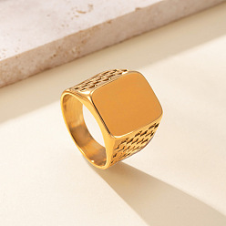 Золотой Прямоугольник 304 кольца из нержавеющей стали, золотые, размер США 11 (20.6 мм)