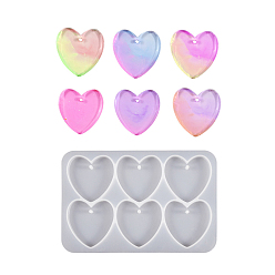 Сердце DIY силиконовые формы для кулона, изготовление украшений, формы для литья смолы, для уф-смолы, изготовление ювелирных изделий из эпоксидной смолы, сердце, 78x118x6.5 мм, отверстие : 2 мм, внутренний диаметр: 37x35 мм
