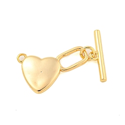 Plaqué 18K Or Véritable Laiton fermoirs toggle, sans cadmium et sans nickel et sans plomb, cœur, réel 18 k plaqué or, cœur: 20.5x14x2.5 mm, trou: 7.8x3.5 mm et 1.6 mm, bar: 16.5x4.5x2 mm, Trou: 1.4mm