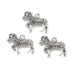 Зебра Тибетский стиль сплава подвески животные, античное серебро, зебра, 16.5x18x4.5 мм, отверстие : 1.6 мм