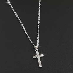 Платина Ожерелья с подвесками из сплава крест-накрест со стразами, платина, 15.75 дюйм (40 см)