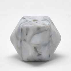 Gainsboro Food Grade Eco-Friendly Silicone Beads, Chewing Beads For Teethers, DIY Nursing Necklaces Making, Faceted Cube, Gainsboro, 17x17x17mm, Hole: 2mm