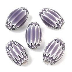 Dark Slate Blue Handmade Millefiori Glass Beads, Chevron Beads, Oval, Dark Slate Blue, 35~36.5x22~23.5mm, Hole: 5x4~7mm
