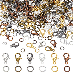(52) Непрозрачная лаванда Карабин-лобстер из цинкового сплава, застежки на спусковой крючок, железа открыты кольца прыжок, разноцветные, 12x6 мм, отверстие : 1.2 мм
