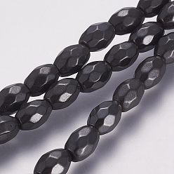 Магнитный Гематит Магнитные гематит бисер нитей, граненые, овальные, синтетический, 7x5 мм, отверстие : 1 мм, около 54 шт / нитка, 15.3 дюйм (39 см)