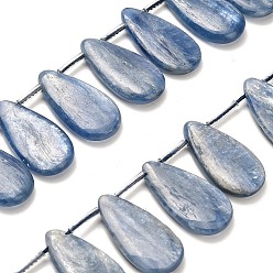 Кианит Натуральный кианитовые бисер пряди, квартира слеза, Топ пробуренной, с пластиковыми трубчатыми бусинами, 24.5~25x12~12.5x3.5~3.8 мм, отверстие : 0.6~0.8 мм, около 30 шт / нитка, 16.54~17.52 дюйм (42~44.5 см)