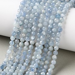 Cyanite Perles kyanite naturelle brins, ronde à facettes, 4.5~5x4.5~5mm, Trou: 0.8mm, Environ 93~94 pcs/chapelet, 15.08'' (38.3~39.1 cm)