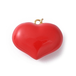 Красный Латунь эмаль подвески, с целью перехода в кольце, без кадмия и без свинца, сердце прелести, реальный 16 k позолоченный, красные, 26.5x30.5x13.5 мм, отверстие : 3 мм