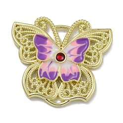 Темная Орхидея Стойки обшивки сплава эмали подвески, без кадмия, без никеля и без свинца, очарование бабочки, золотые, темные орхидеи, 23x25x2.5 мм, отверстие : 3x2 мм